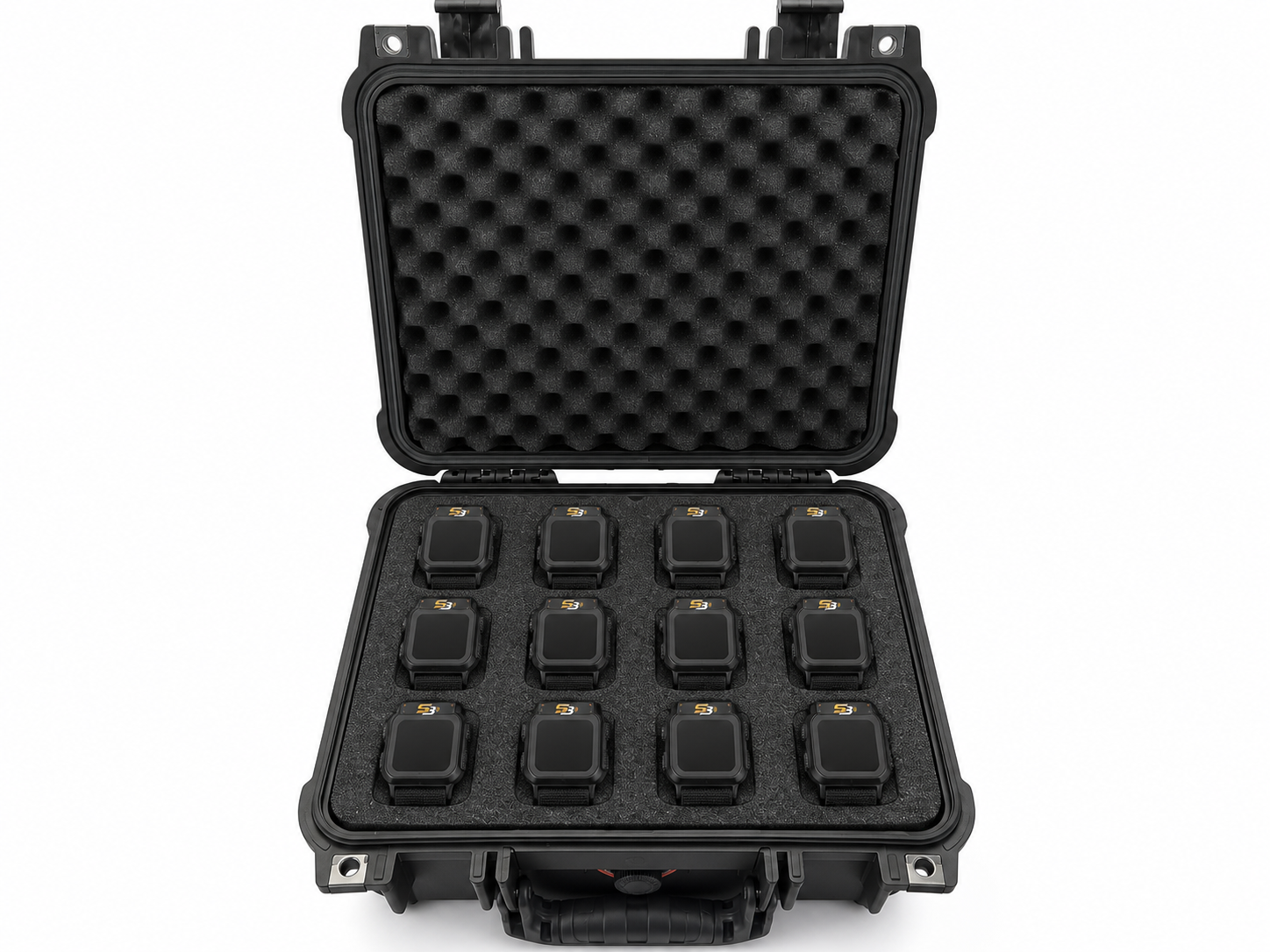 Full team rugged waterproof SignalBand case holding 12 electronic pitch calling watches